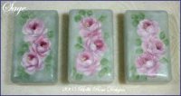 Set of Three Hand Painted Roses Gift Soaps